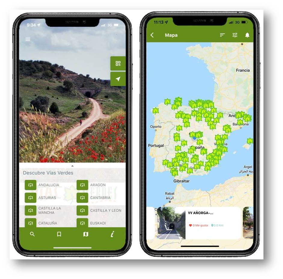 La app de Vías Verdes, también disponible en iOS para los dispositivos de Apple
