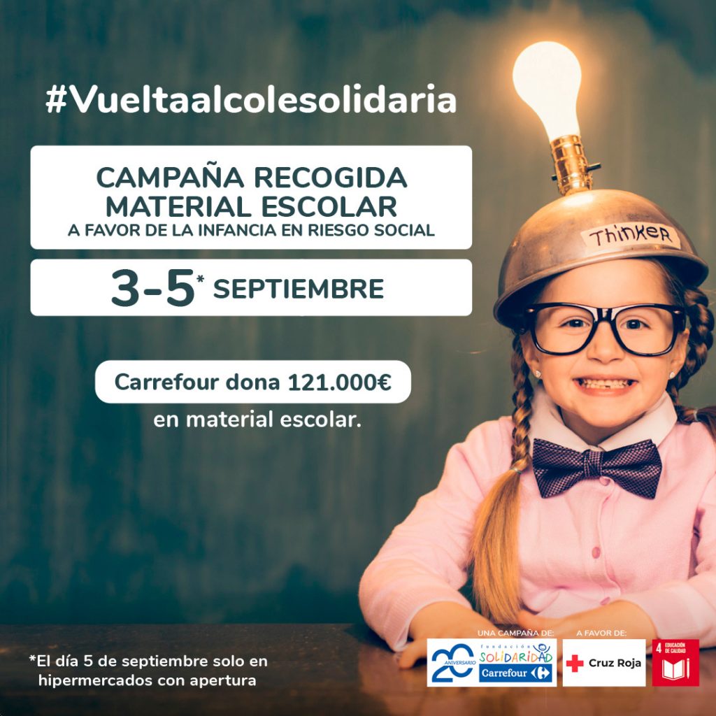 Fundación Solidaridad Carrefour y Cruz Roja promueven la ‘Vuelta al Cole Solidaria 2021’ a favor de la infancia en situación de vulnerabilidad social